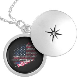 USA flag Locket Necklace