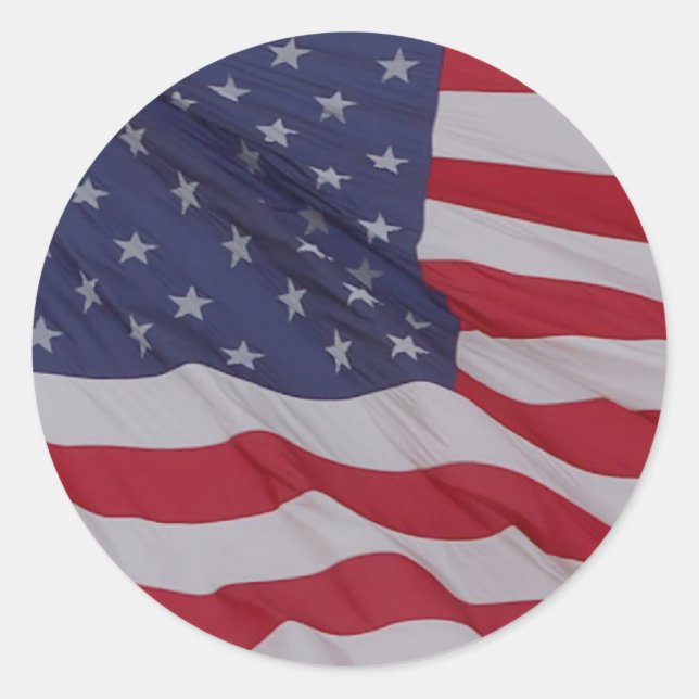 usa flag - long may it wave classic round sticker (Front)