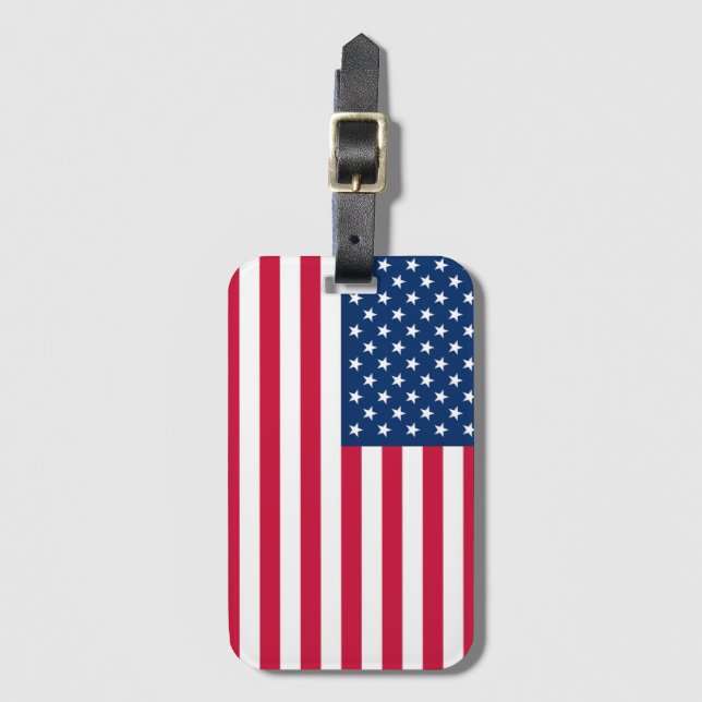 USA Flag Luggage Tag Patriotic (Front Vertical)