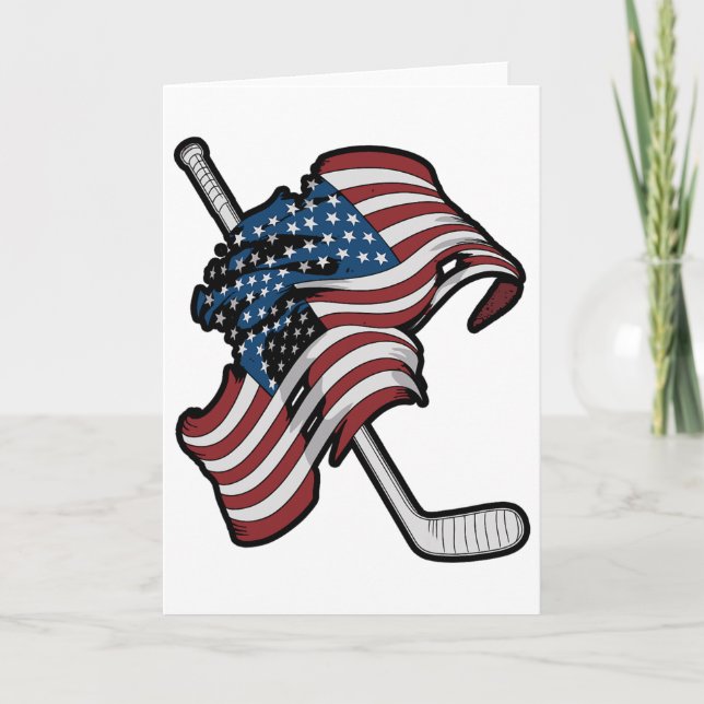 Usa Flag Made Of Hockey Sticks  Card (Front)