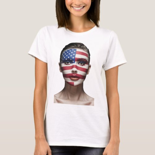 USA Flag Makeup Avant_Garde T_Shirt