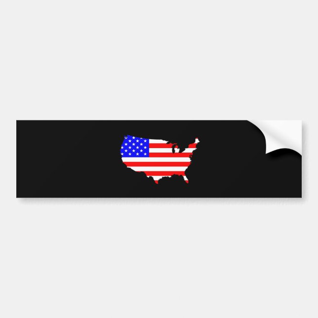 USA Flag Map Bumper Sticker (Front)