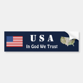 USA Flag + Map Bumper Sticker