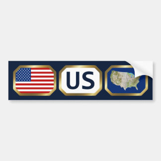 USA Flag Map Code Bumper Sticker