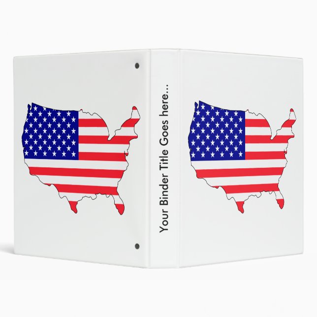 Usa Flag Map full size 3 Ring Binder (Background)