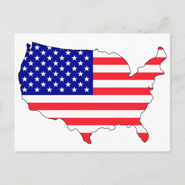 Usa flag map postcard (Front)