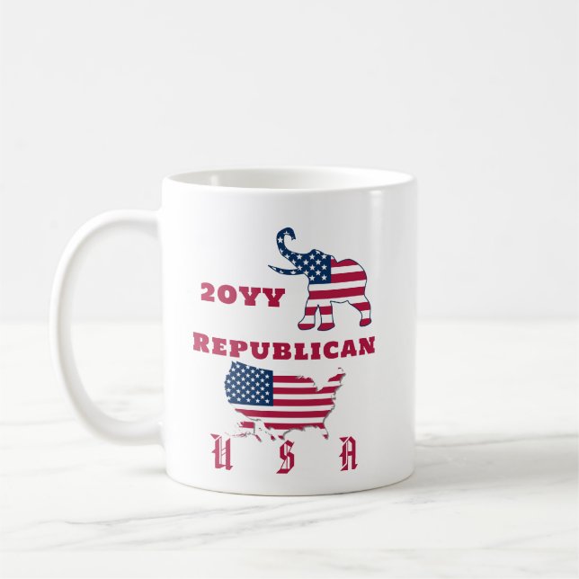 USA Flag Map Republican Party Elephant Election Coffee Mug (Left)
