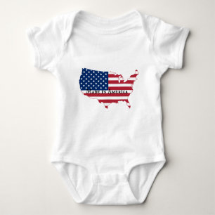 USA Flag Map Silhouette Baby Bodysuit