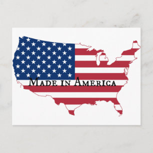 USA Flag Map Silhouette Postcard