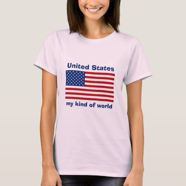 USA Flag + Map + Text T-Shirt (Front)