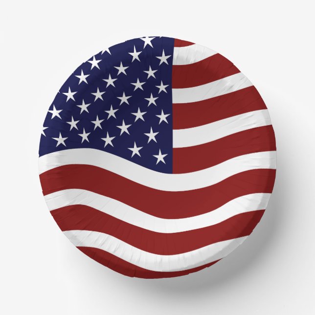 USA Flag Mark 7-Inch Paper Bowl – Patriotic Design (Front)
