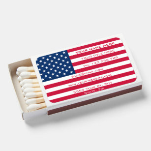USA Flag Matchboxes Gift with Business Card Design