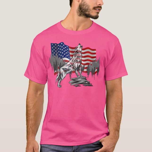 Usa Flag Meets Wolf T-Shirt (Front)
