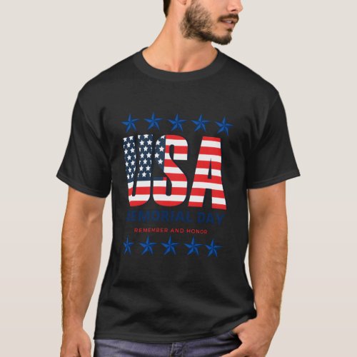 Usa Flag Memorial Day 2023 Remember And Honor Vete T_Shirt
