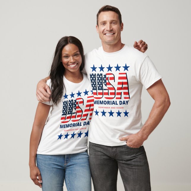 USA Flag Memorial Day 2024 Remember and Honor T-Shirt (Unisex)