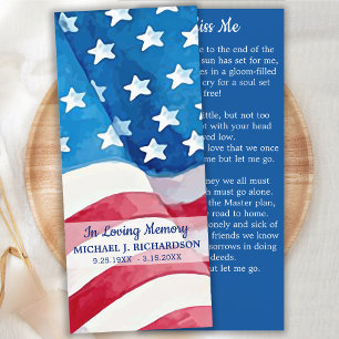 USA Flag Memorial Prayer Card Funeral Bookmark