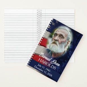 USA Flag Military Funeral Memorial Guestbook Notebook