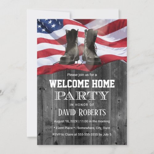 USA Flag Military Solider Homecoming Party Invitation