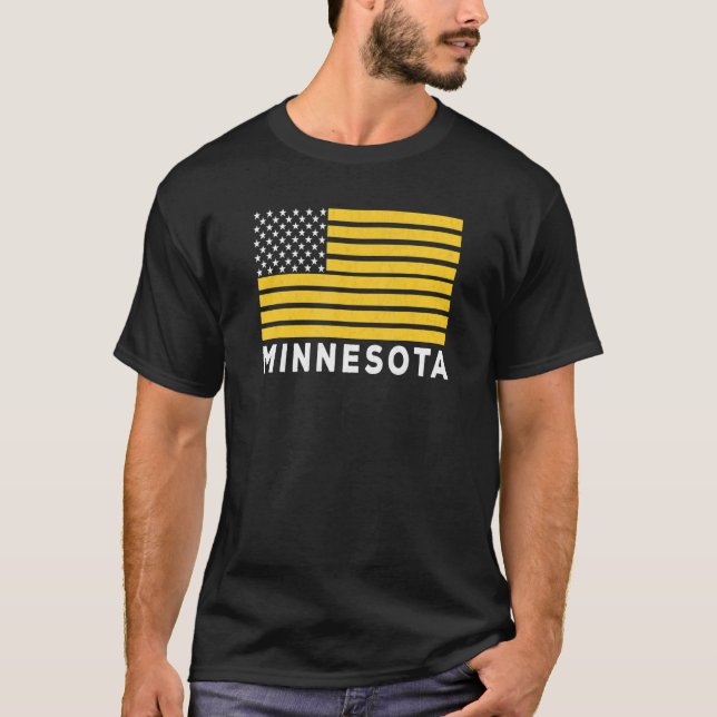 USA Flag Minnesota Purple & Yellow Minnesota Ameri T-Shirt (Front)