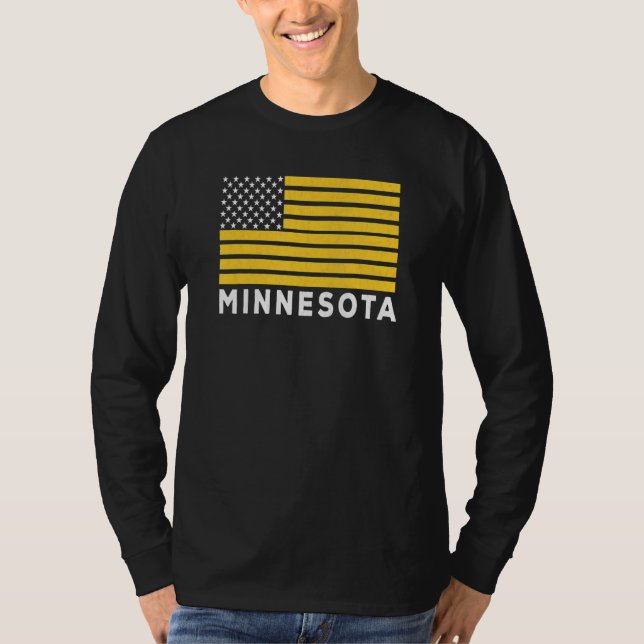 USA Flag Minnesota Purple & Yellow Minnesota Ameri T-Shirt (Front)