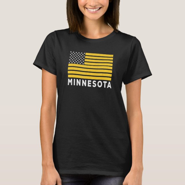 USA Flag Minnesota Purple & Yellow Minnesota Ameri T-Shirt (Front)
