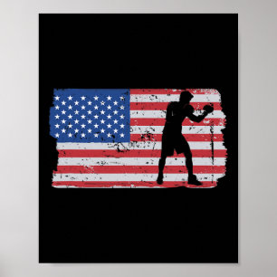 Usa Flag Mma Fighter Kickboxing Combat Boxing  Poster