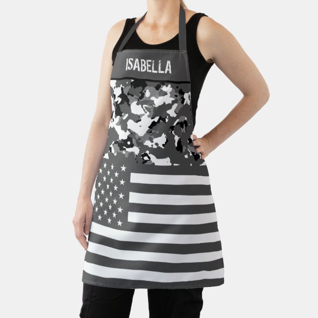 USA Flag Monochrome Camo Custom Apron (Insitu)
