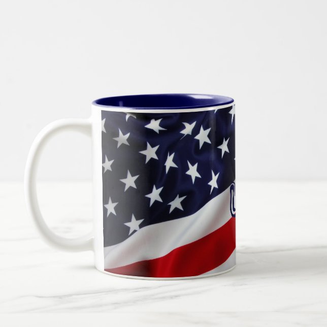 USA Flag Mug Stars And Stripes  Red, White ,Blue (Left)