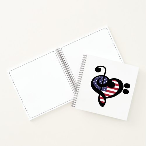 USA Flag Music Heart _ American Pride Musician Notebook