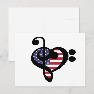 USA Flag Music Heart - American Pride Musician Postcard