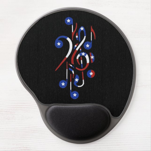 USA Flag Musical Notes Gel Mouse Pad (Front)