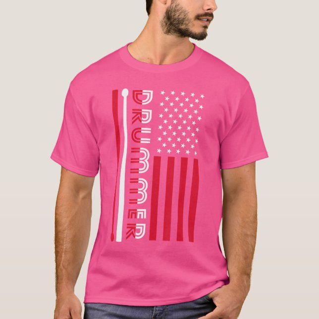 Usa Flag Musician Drummer Gift Drums T-Shirt (Front)
