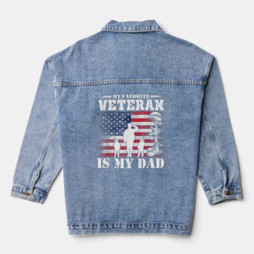 USA Flag My Favorite Veteran is My Dad  Denim Jacket