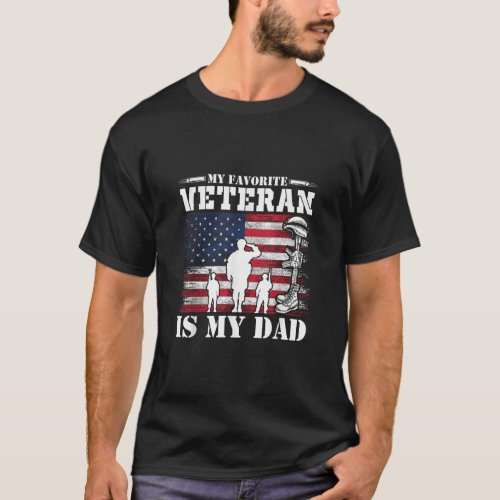 USA Flag My Favorite Veteran is My Dad  T_Shirt