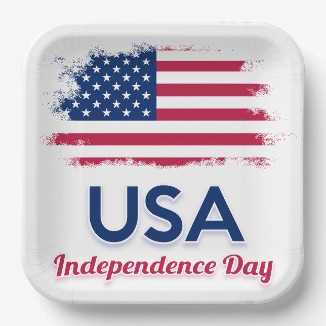 USA Flag        Napkins Paper Plates (Front)