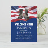 USA Flag Navy Blue Military Solider Homecoming Invitation | Zazzle