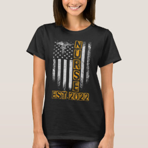 Usa flag Nurse est 2022 rn nursing school graduate T-Shirt