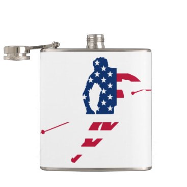 USA Flag of America Skiing American Flask USA Flag of America Skiing American Flask