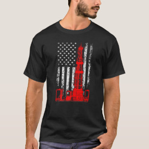 USA Flag Oil Drilling Rig Oilfield American Flag O T-Shirt