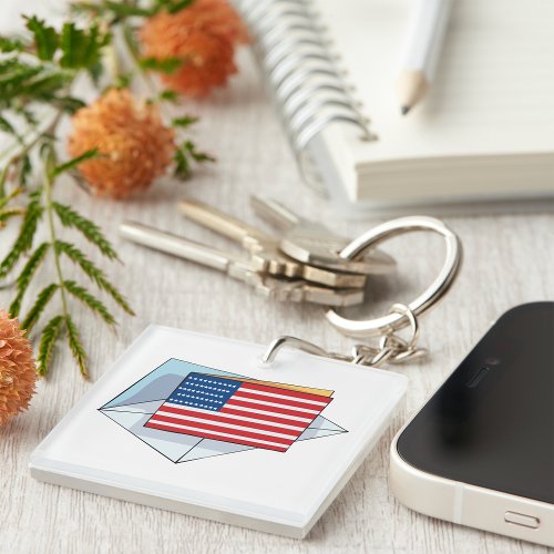USA Flag On A Card Keychain