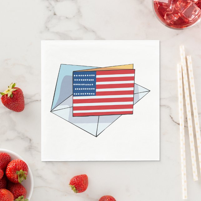 USA Flag On A Card Napkins (Creator Uploaded)