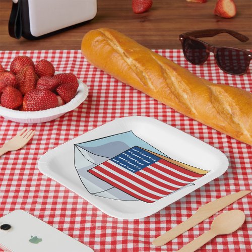 USA Flag On A Card Paper Plates