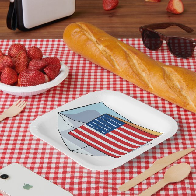 USA Flag On A Card Paper Plates (Creator Uploaded)