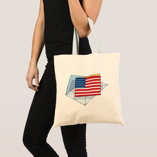USA Flag On A Card Tote Bag