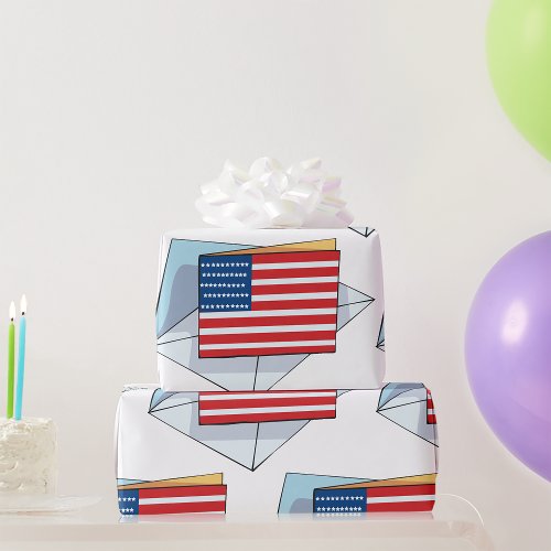 USA Flag On A Card Wrapping Paper