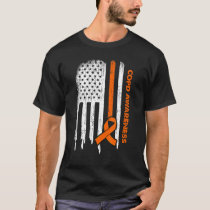 Usa Flag Orange Ribbon Copd Awareness T-Shirt
