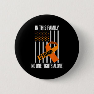 USA Flag Orange Ribbon Products Leukemia Awareness Button
