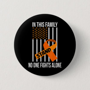 USA Flag Orange Ribbon Products Leukemia Awareness Button