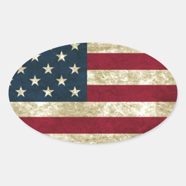 USA Flag Oval Sticker (Front)
