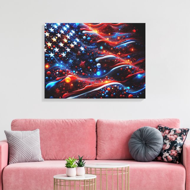 USA Flag Paint Splatters Canvas Print (Insitu(LivingRoom))